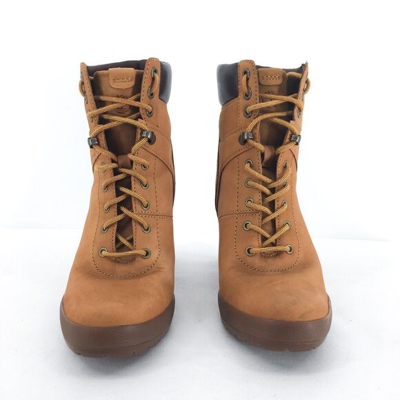Timberland Women 7.5 Camdale Lace Ankle Boots Wheat Nubuck Brown Field Booties - Picture 5 of 9